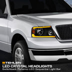 04-08 Ford F-150 LED Crystal Headlights Sequential Signal - Black