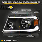 04-08 Ford F-150 LED Crystal Headlights Sequential Signal - Black