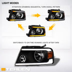04-08 Ford F-150 LED Crystal Headlights Sequential Signal - Black