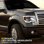 09-14 Ford F-150 LED Crystal Headlights Chrome w/ Amber Light Bar