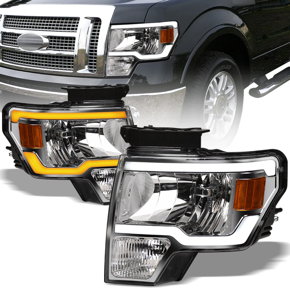 09-14 Ford F-150 Crystal LED Headlights Sequential Signal - Chrome