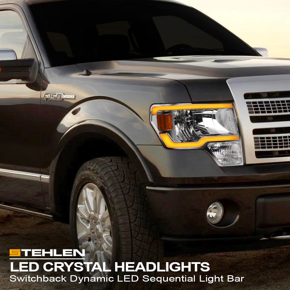 09-14 Ford F-150 Crystal LED Headlights Sequential Signal - Chrome