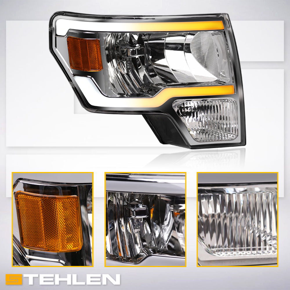 09-14 Ford F-150 Crystal LED Headlights Sequential Signal - Chrome