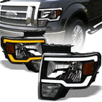 09-14 Ford F-150 LED Crystal Headlights Sequential Signal - Black