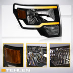 09-14 Ford F-150 LED Crystal Headlights Sequential Signal - Black