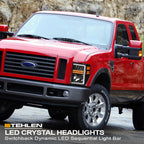 08-10 Ford F250 F350 Super Duty LED Crystal Headlights Black