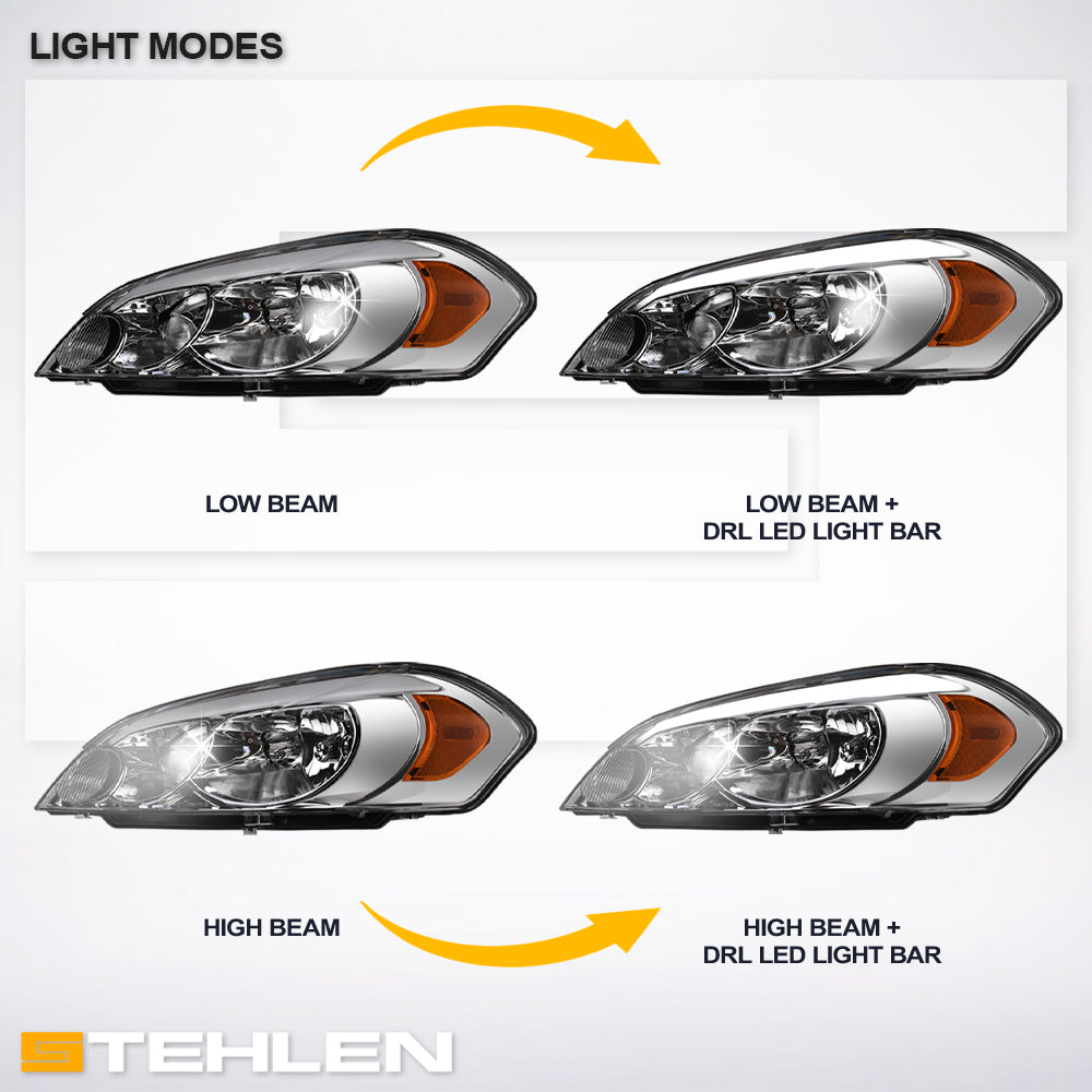 2006-2016 Chevrolet Impala Monte Carlo LED Crystal Headlights - Chrome