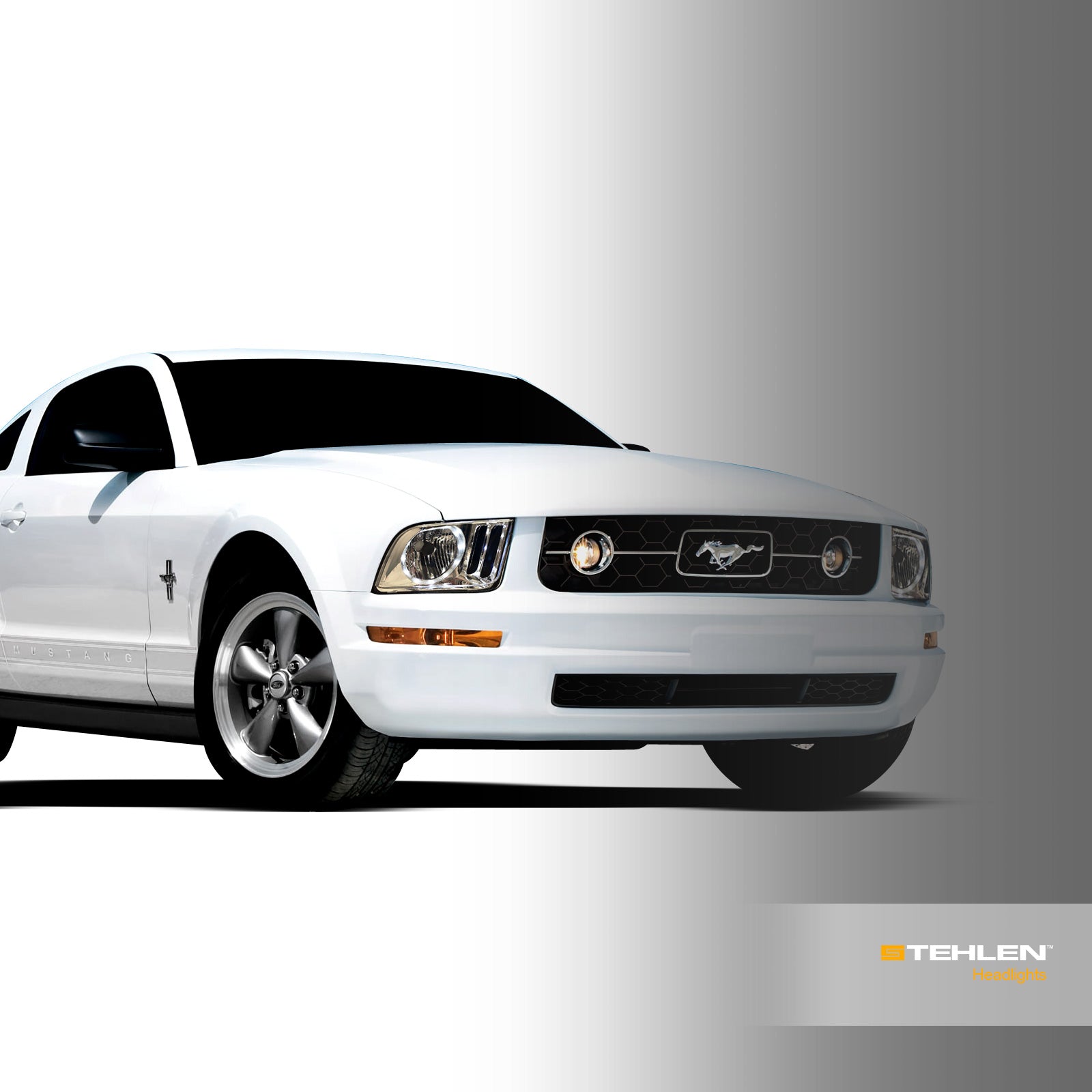 2005-2009 Ford Mustang Crystal Headlights w/ LED Halo - Chrome