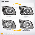 05-09 Ford Mustang LED Halo Crystal Headlights Black - FDMT05A1