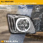 05-09 Ford Mustang LED Halo Crystal Headlights Black - FDMT05A1