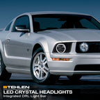 05-09 Ford Mustang Chrome LED Halo Crystal Headlights - FDMT05A1.03