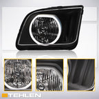 05-09 Ford Mustang Chrome LED Halo Crystal Headlights - FDMT05A1.03