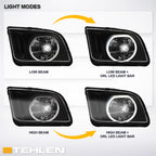 05-09 Ford Mustang Chrome LED Halo Crystal Headlights - FDMT05A1.03