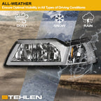 99-04 Ford Mustang Chrome Crystal Headlights w/ LED Light Bar