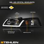 99-04 Ford Mustang Black Crystal LED Headlights w/ Amber