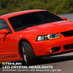 99-04 Ford Mustang Crystal Headlights Sequential LED Signal - Chrome