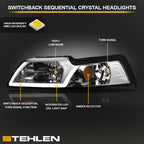 99-04 Ford Mustang Crystal Headlights Sequential LED Signal - Chrome