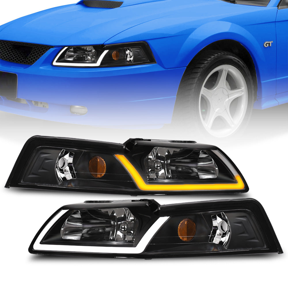 99-04 Ford Mustang Crystal Headlights Sequential LED Turn Signal
