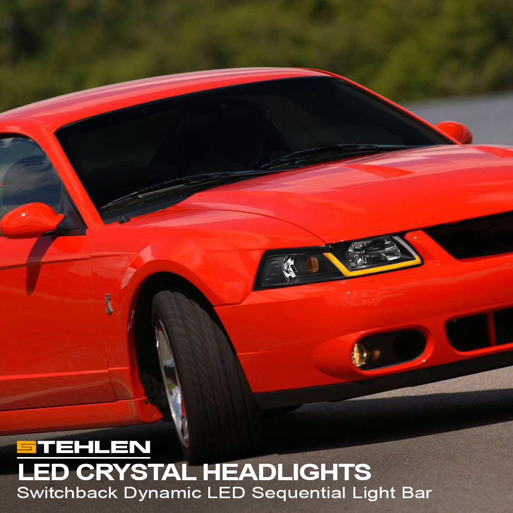 99-04 Ford Mustang Crystal Headlights Sequential LED Turn Signal