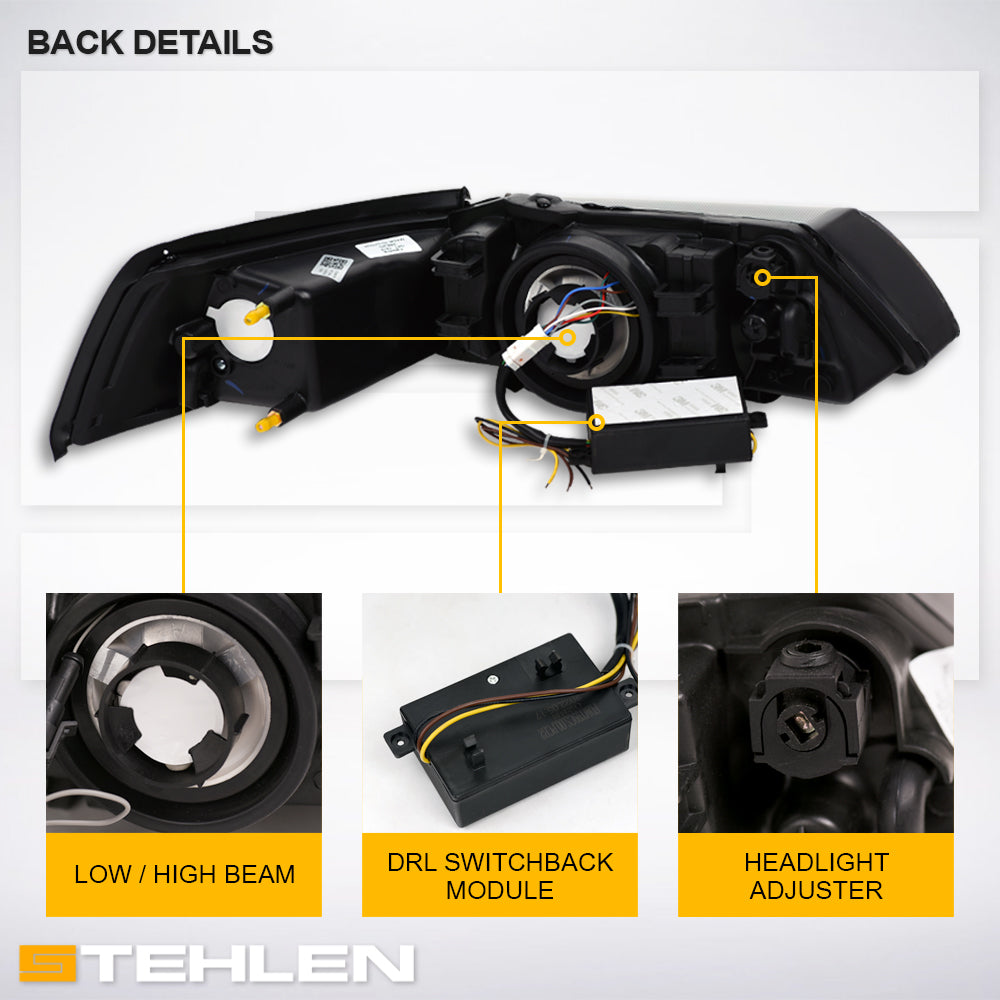 99-04 Ford Mustang Crystal Headlights Sequential LED Turn Signal
