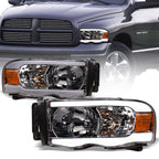02-05 Dodge Ram Crystal Headlights w/ LED Light Bar - Chrome