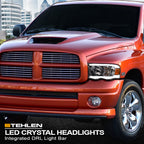 02-05 Dodge Ram Crystal Headlights w/ LED Light Bar - Chrome