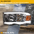 02-05 Dodge Ram Crystal Headlights w/ LED Light Bar - Chrome