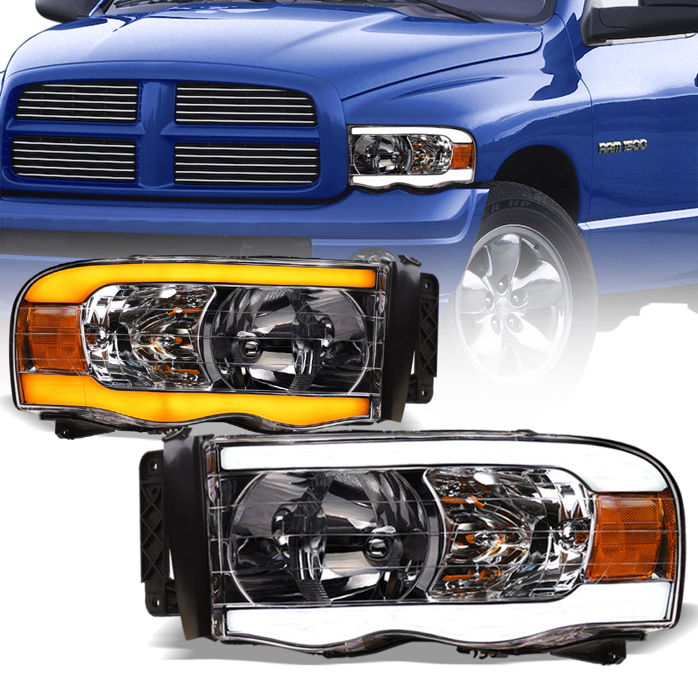 02-05 Dodge Ram Crystal Headlights Sequential LED Chrome