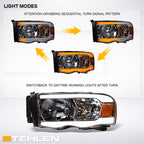 02-05 Dodge Ram Crystal Headlights Sequential LED Chrome