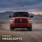 2002-2005 Dodge Ram Crystal Headlights w/ Sequential LED Bar — Black — installed
