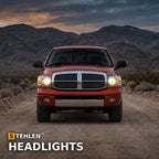 2006-2009 Dodge Ram Crystal Headlights w/ Sequential LED Bar — Chrome — installed