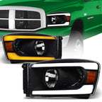 06-09 Dodge Ram Black Crystal Headlights Sequential LED Turn Signal