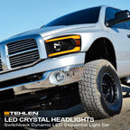 06-09 Dodge Ram Black Crystal Headlights Sequential LED Turn Signal