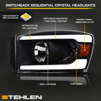 06-09 Dodge Ram Black Crystal Headlights Sequential LED Turn Signal
