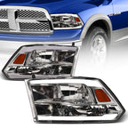 2009-2024 Dodge Ram Crystal Headlights w/ LED Bar Chrome