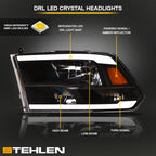 2009-2024 Dodge Ram Crystal Headlights LED Light Bar Black