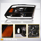 2009-2024 Dodge Ram Crystal Headlights LED Light Bar Black