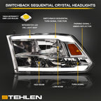 2009-2024 Dodge Ram Crystal Headlights Sequential LED Chrome