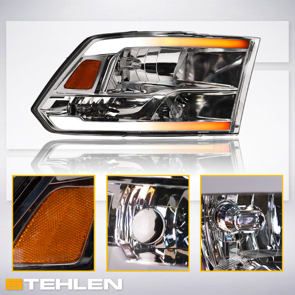 2009-2024 Dodge Ram Crystal Headlights Sequential LED Chrome