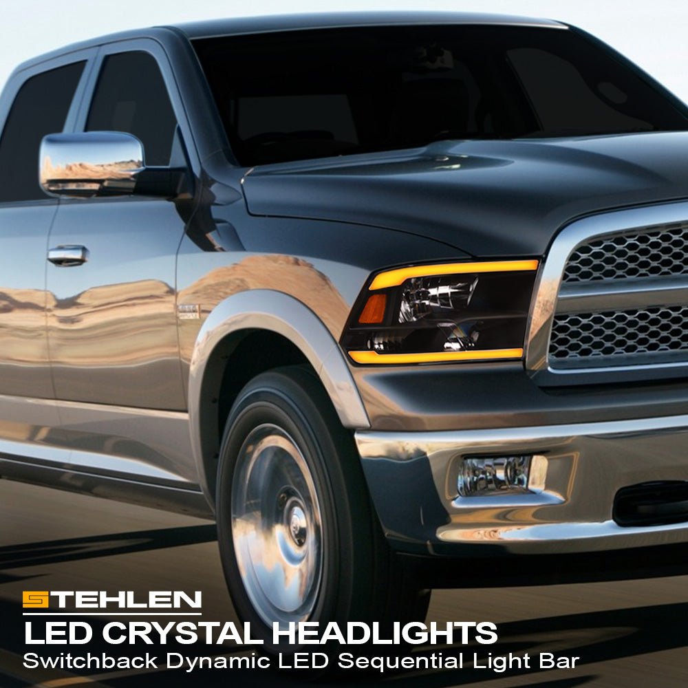 2009-2024 Dodge Ram 1500/2500/3500 Crystal Headlights Sequential LED - JDMA