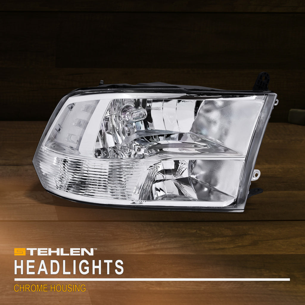 2009-2022 Dodge Ram 1500 2500 3500 Crystal Headlights - Chrome