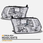 2009-2022 Dodge Ram 1500 2500 3500 Crystal Headlights - Chrome