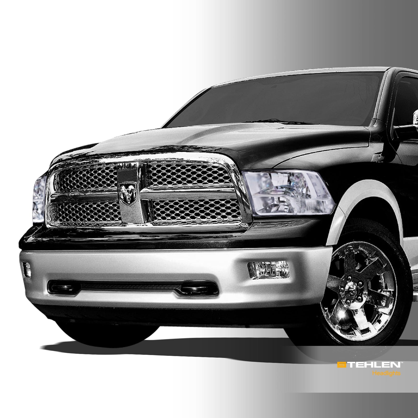 2009-2022 Dodge Ram 1500 2500 3500 Crystal Headlights - Chrome