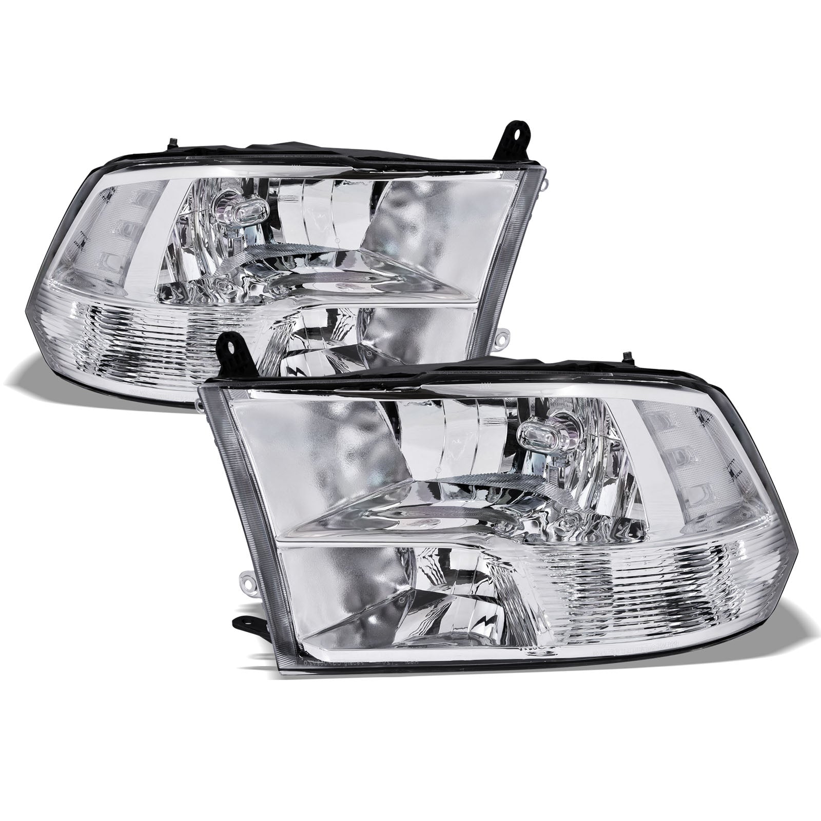 2009-2022 Dodge Ram 1500 2500 3500 Crystal Headlights - Chrome