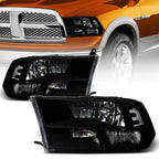 2009-2022 Dodge Ram 1500 2500 3500 Crystal Headlights Black - JDM