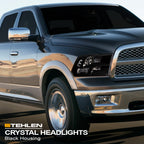 2009-2022 Dodge Ram 1500 2500 3500 Crystal Headlights Black - JDM