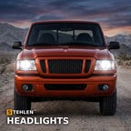 2001-2011 Ford Ranger Crystal Headlights w/ Corner Lights 4pc Set & LED Bar — Chrome — installed