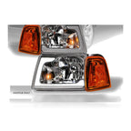 2001-2011 Ford Ranger Crystal Headlights w/ Corner Lights 4pc Set & LED Bar — Chrome — product view