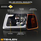 01-11 Ford Ranger Crystal Headlights 4PC LED Light Bar Black - JDMA