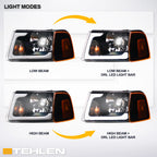 01-11 Ford Ranger Crystal Headlights 4PC LED Light Bar Black - JDMA